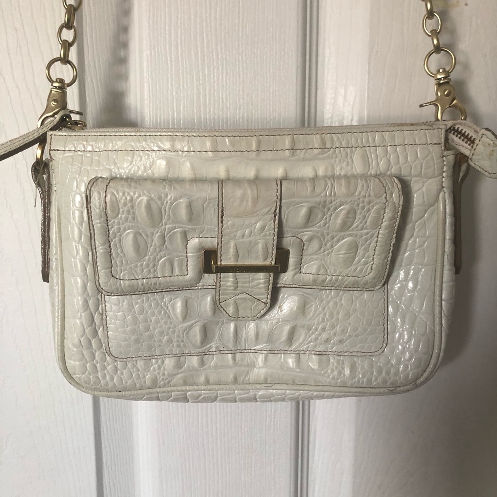 Brahmin White Leather Crossbody Purse